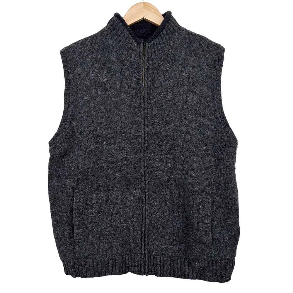 LL Bean Gray Lambswool Vest Sz L